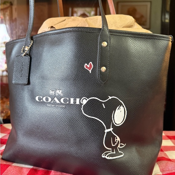 Coach Handbags - Coach Black Tote with Snoopy Design - Peanuts x Coach
